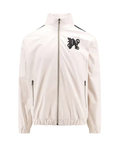PALM ANGELS LEATHER JACKET WITH MONOGRAM PATCH