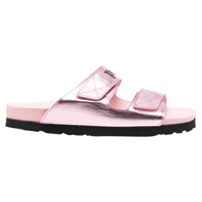 PALM ANGELS LEATHER LOGO SANDALS