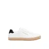Palm Angels Leather Sneakers With Woven Espadrille-style Sole In White