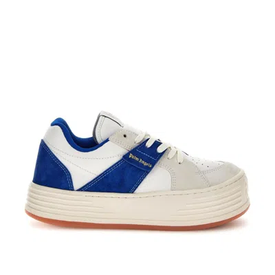 Palm Angels Leather Logo Sneakers Men In Blue