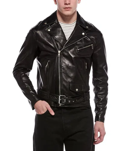 Palm Angels Leather Moto Jacket In Black