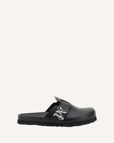 Palm Angels Leather Mules In Black