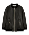 Palm Angels Leather College Bomber Jacket In Black