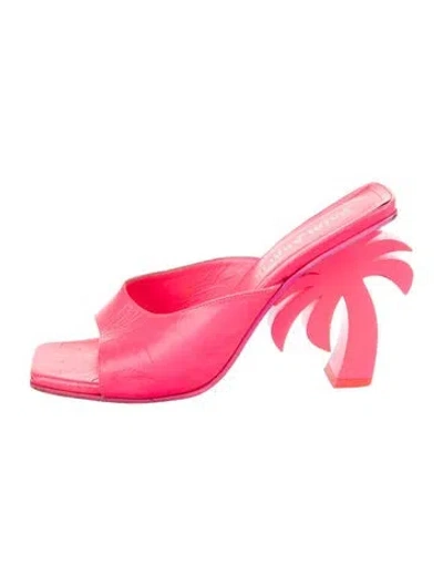 Pre-owned Palm Angels Leather Slides In Pink