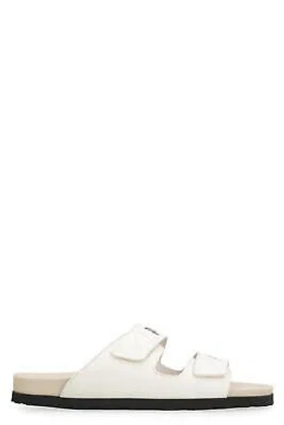 Pre-owned Palm Angels Leather Slides With Logo In White