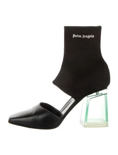 Pre-owned Palm Angels Leather Sock Boots In Black