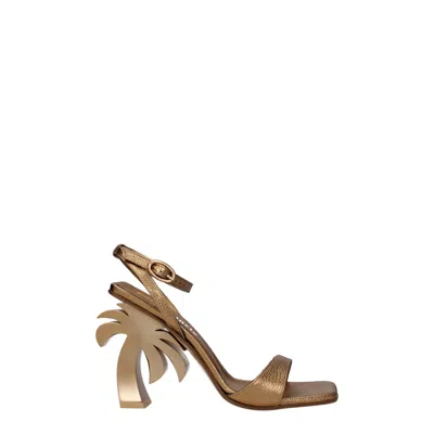 Palm Angels Leather Women's Sandal In Gold