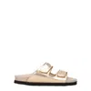 Palm Angels Gold Leather Slipper In Gold