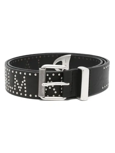 Palm Angels Stud-embellished Leather Belt In Black