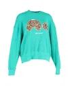 Palm Angels Teddy Bear-print Cotton Sweatshirt Green In Green