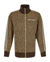 Palm Angels Leopard Jacquard Zipped Jacket In Brown