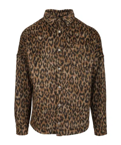 PALM ANGELS LEOPARD-PRINT BUTTON-FASTENING OVERSHIRT