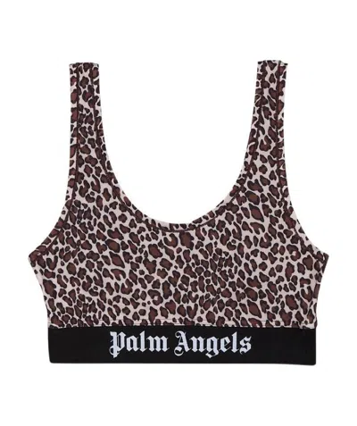 Palm Angels Leopard-print Cropped Vest In Black