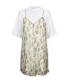Palm Angels Leopard-print T-shirt Dress In Nude