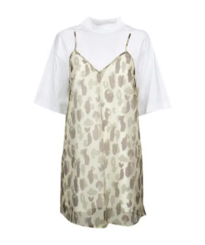 Palm Angels Leopard-print T-shirt Dress In Nude
