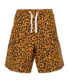 Palm Angels Men Linen And Cotton Blend Shorts In Brown