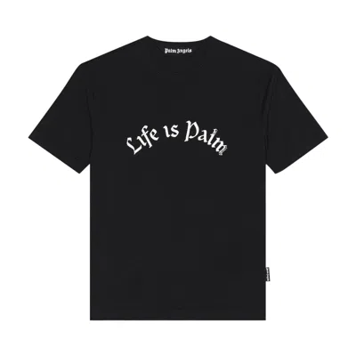 Pre-owned Palm Angels Life Is Palm Fitted T-shirt 'black/white' | Men's Size Xs