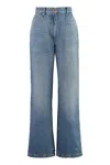 Palm Angels Wide Leg Jeans In Denim