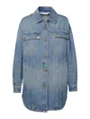 Palm Angels Blue Faded Denim Jacket In Light Blue