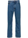 Palm Angels Monogram-embossed Straight-leg Jeans In Light Blue