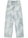Palm Angels Light Blue Jeans With A Pattern In Blue