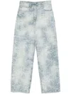 Palm Angels Light Blue Jeans With A Pattern In Blue