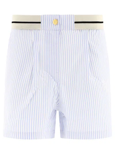 Palm Angels Light Blue Striped Boxed Shorts For Women