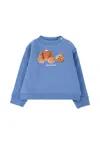Palm Angels Light Blue Sweatshirt For Baby Boy With Bear In Blue
