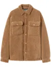 Palm Angels Camel Bear In Mind Overshirt In Light Brown
