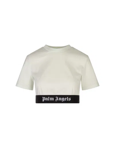 Palm Angels Classic Logo Crop Top In Green