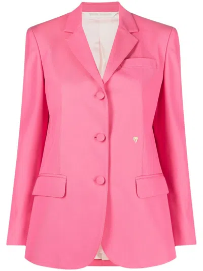 PALM ANGELS LIGHT PINK COTTON SINGLE-BREASTED BLAZER