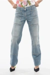 Palm Angels Light Washed Straight Fit Jeans With Knee-panel