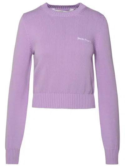 Palm Angels Lilac Cotton Sweater In Lilla