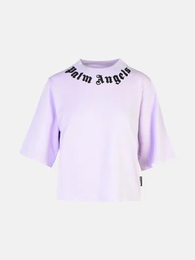Palm Angels Lilac Cotton T-shirt In Liliac