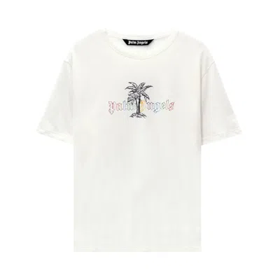 Pre-owned Palm Angels Linen Collar T-shirt 'white/black'