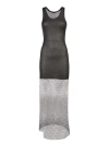 Palm Angels Double Layer Mesh Long Dress In Grey