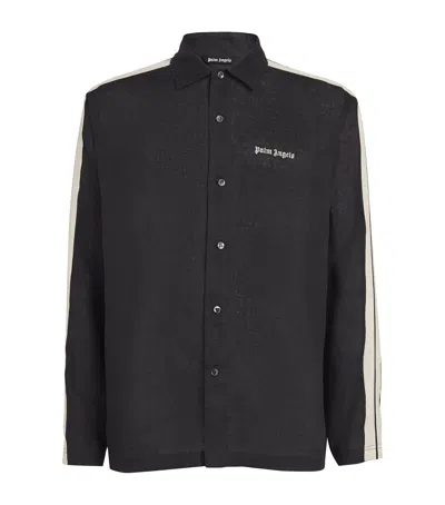 Palm Angels Linen Logo Track Jacket In Anthracite