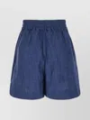 Palm Angels Linen Shorts With Button Detail And Elastic Waistband