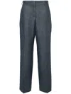 Palm Angels Linen Side-stripe Straight-leg Trousers In Grey