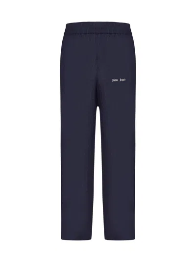 Palm Angels Linen Sports Trousers In Blue