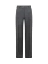 Palm Angels Linen Trousers In Dark Grey Off