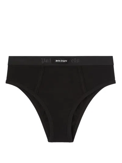 Palm Angels Logo-waistband High-waist Briefs In Black