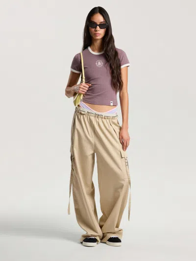 Palm Angels Lions Herald Slim Tee In Mauve - Off White