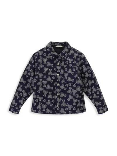 Palm Angels Kids' Litte Boy's & Boy's Paisley Teddy Button Up Shirt In Navy White