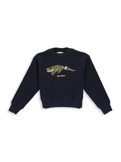 Palm Angels Kids' Little Boy's & Boy's Crocodile Graphic Sweatshirt In Navy Green