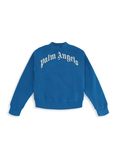 Palm Angels Kids' Little Boy's & Boy's Logo Mockneck Sweatshirt In Blue White