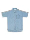 PALM ANGELS LITTLE BOY'S & BOY'S TRACK CHAMBRAY SHORT-SLEEVE SHIRT