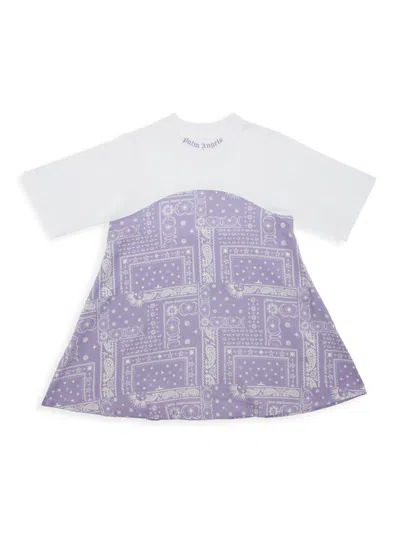 Palm Angels Little Girl's & Girl's Astro Paisley T-shirt Dress In Lilac Black
