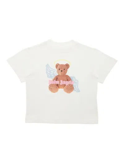 Palm Angels Little Girl's & Girl's Bear Angel T-shirt In White Brown