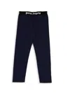 Palm Angels High Waist Logo Waistband Leggings In Navy